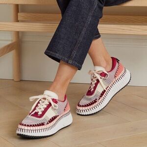 Chloe Nama Women's Sneakers in Deep Red and White Size EU 39 US 9